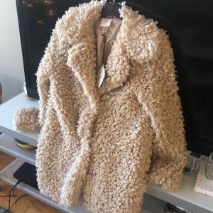 Knox Rose faux curly looped fur jacket w/pockets